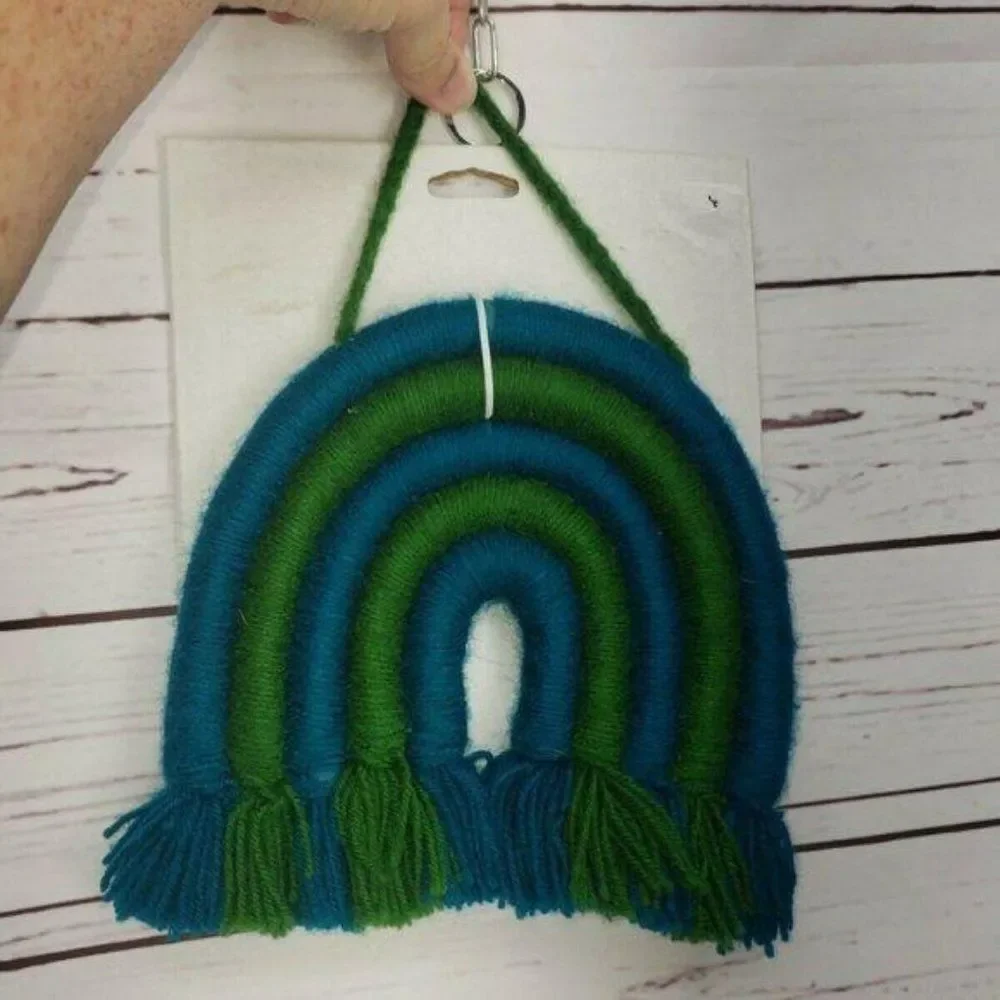 Boho woven macrame Rainbow Green‎ blue Wall Hanging Decor decorations